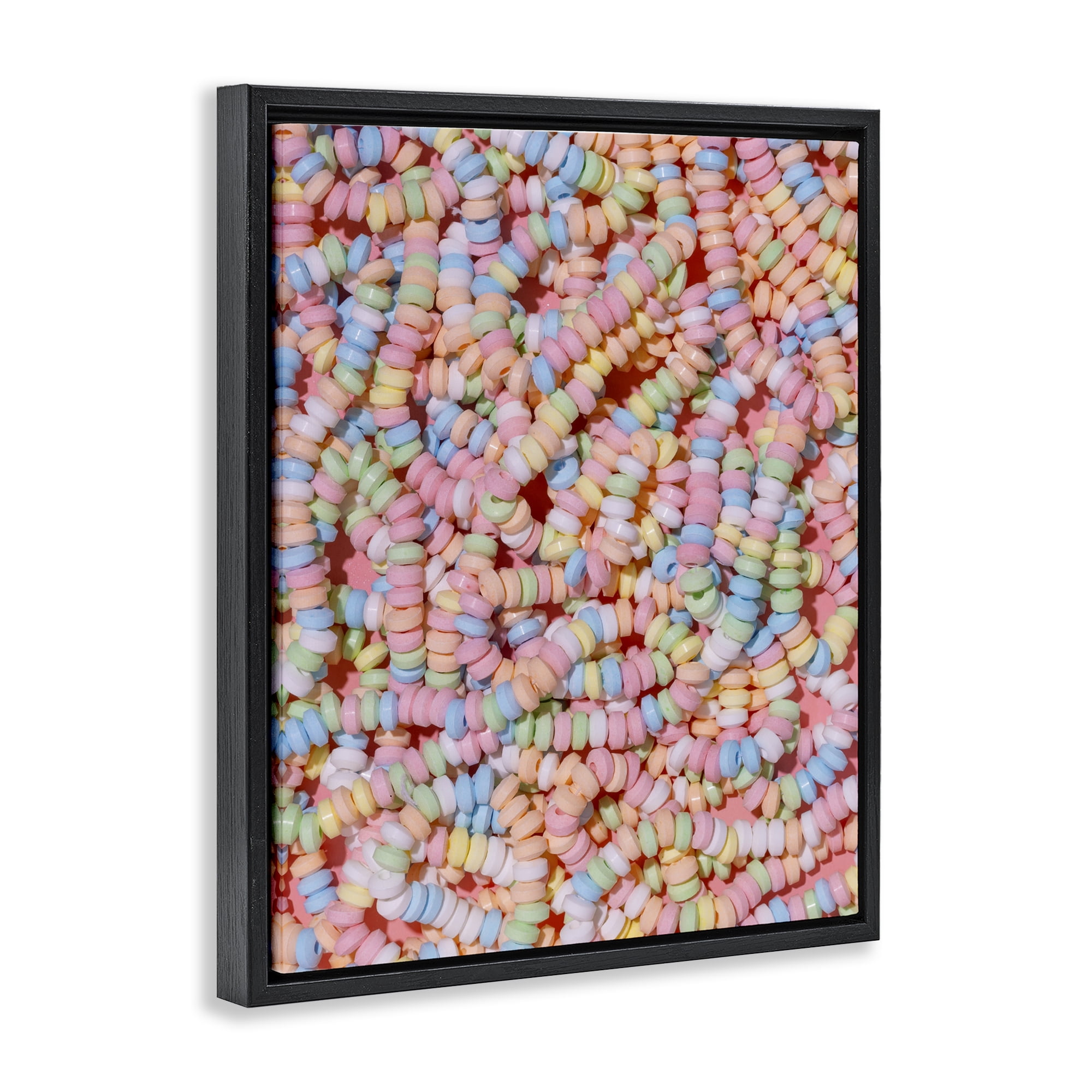 Stupell Industries Pastel Candy Necklace Black Framed Floater Canvas Wall Art, design by LISH Creative
