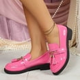 thumbnail image 5 of Busydd Womens Loafers Fashion Fringe Tassel Metal Decoration Glossy Dress Shoes Comfortable Round Toe Low Heel Slip On Shoes for Daily Wear, 5 of 9