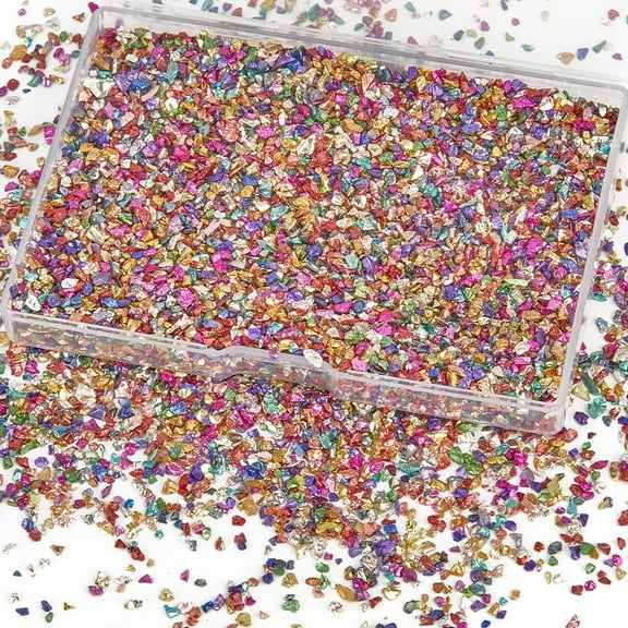 1 Box Irregular Broken Glass Glitter Colorful Crushed Glass Chips 3.5 Oz (100g) Sequins Metallic Gravel Craft Art