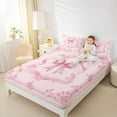 thumbnail image 4 of Feelyou Pink Bowknot Twin Sheet Sets, Bohemian Damask Flower Bedding, 3 Pieces, 4 of 7