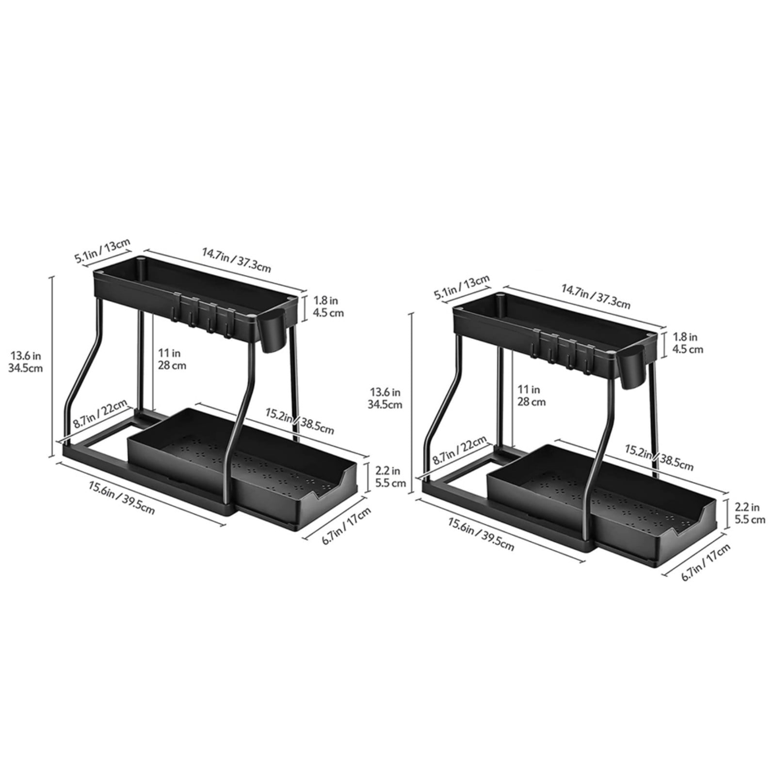 Under Sink Organizers and Storage, 2 Pack Slide out Kitchen Under Sink