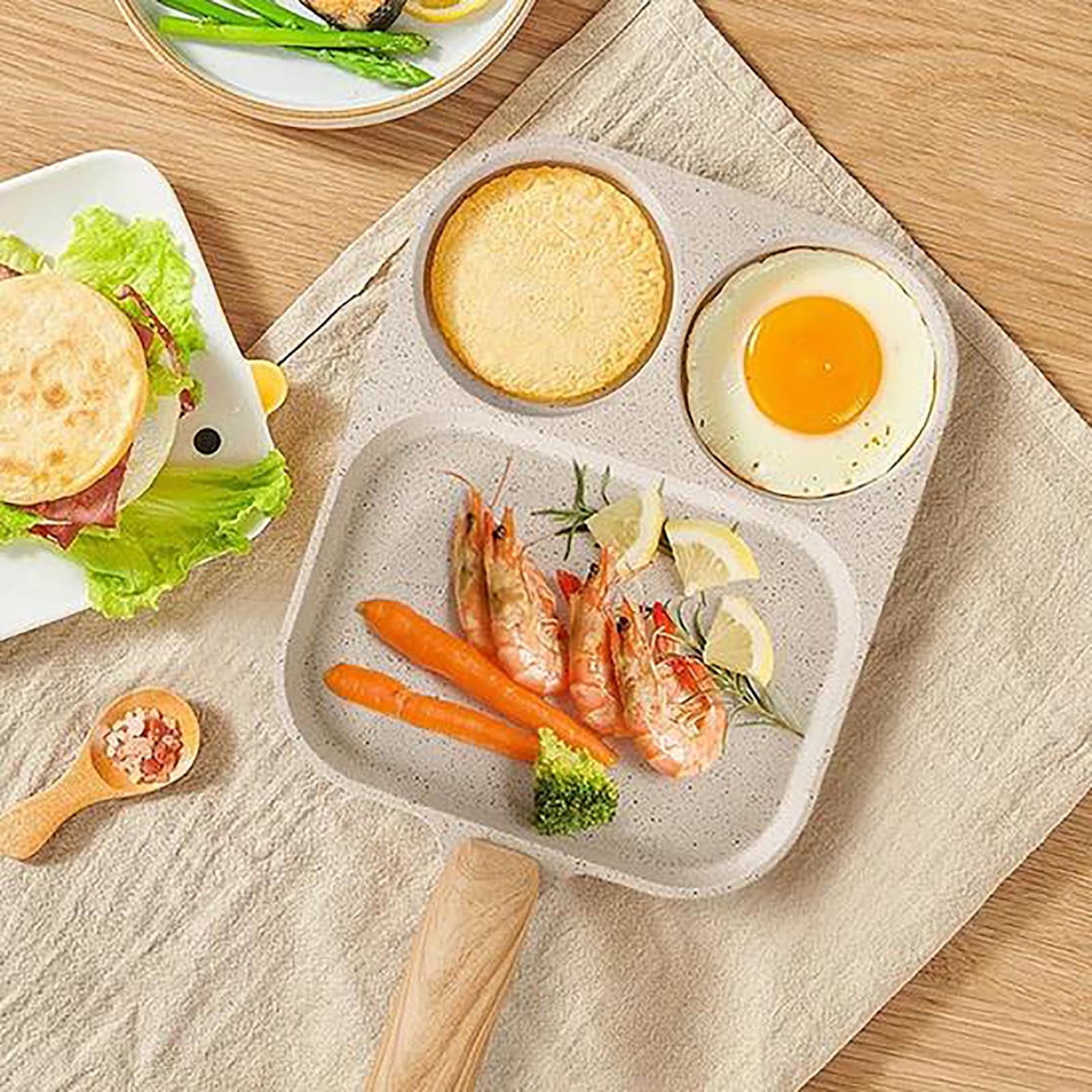 Pxyqht Three In One Frying Pan, Multi-purpose Non Stick Pan, Household Frying Pan, Versatile Cooking Pan, Easy to Clean, Heat Resistant Handle