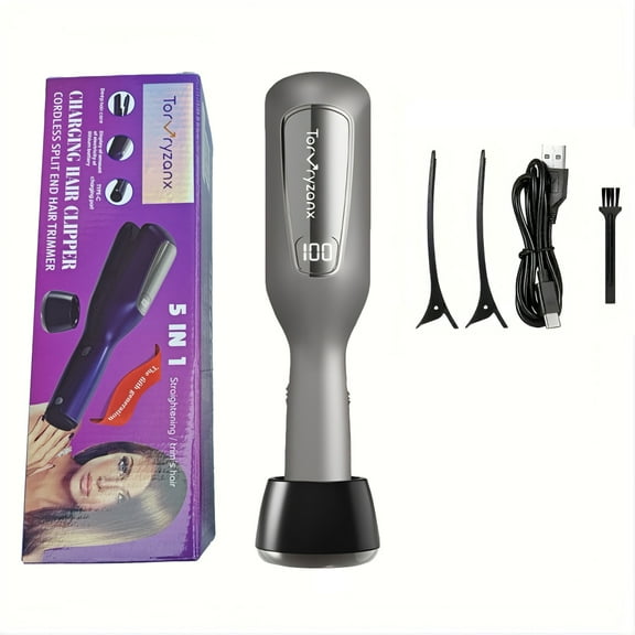TorVryzanx Wireless Charging Negative Ion Hair Clipper, Hair Split Trimmer, 5-in-1 Multifunctional Hair Clipper, Hair Tip Maintenance, Hair Tip, Detachable And Washable Portable Hair Clipper-home