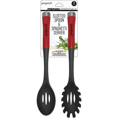 

Prepara Spaghetti and Slotted Spoon Kitchen Tool Set - Red Nylon