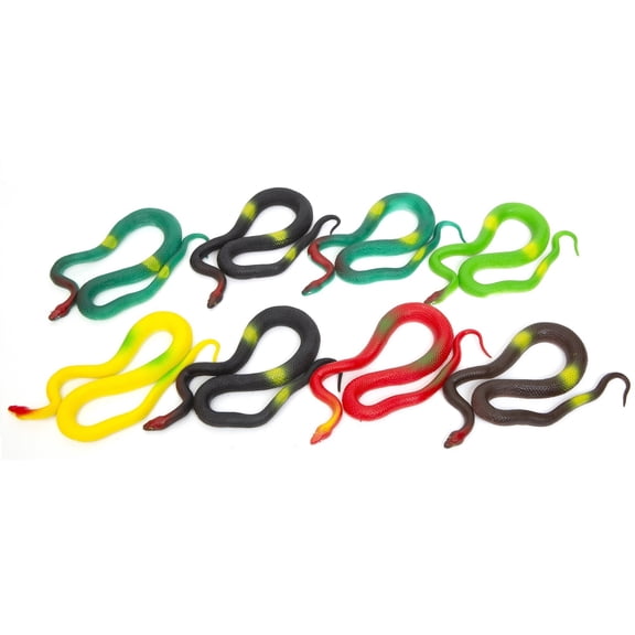 Boley: 19" Rubber Snakes - 8 Pack Assorted Colors - Lifelike Design Reptile Toy Figures, Hilarious Prank Toy, Durable & Safe Material, Kids Ages 3+