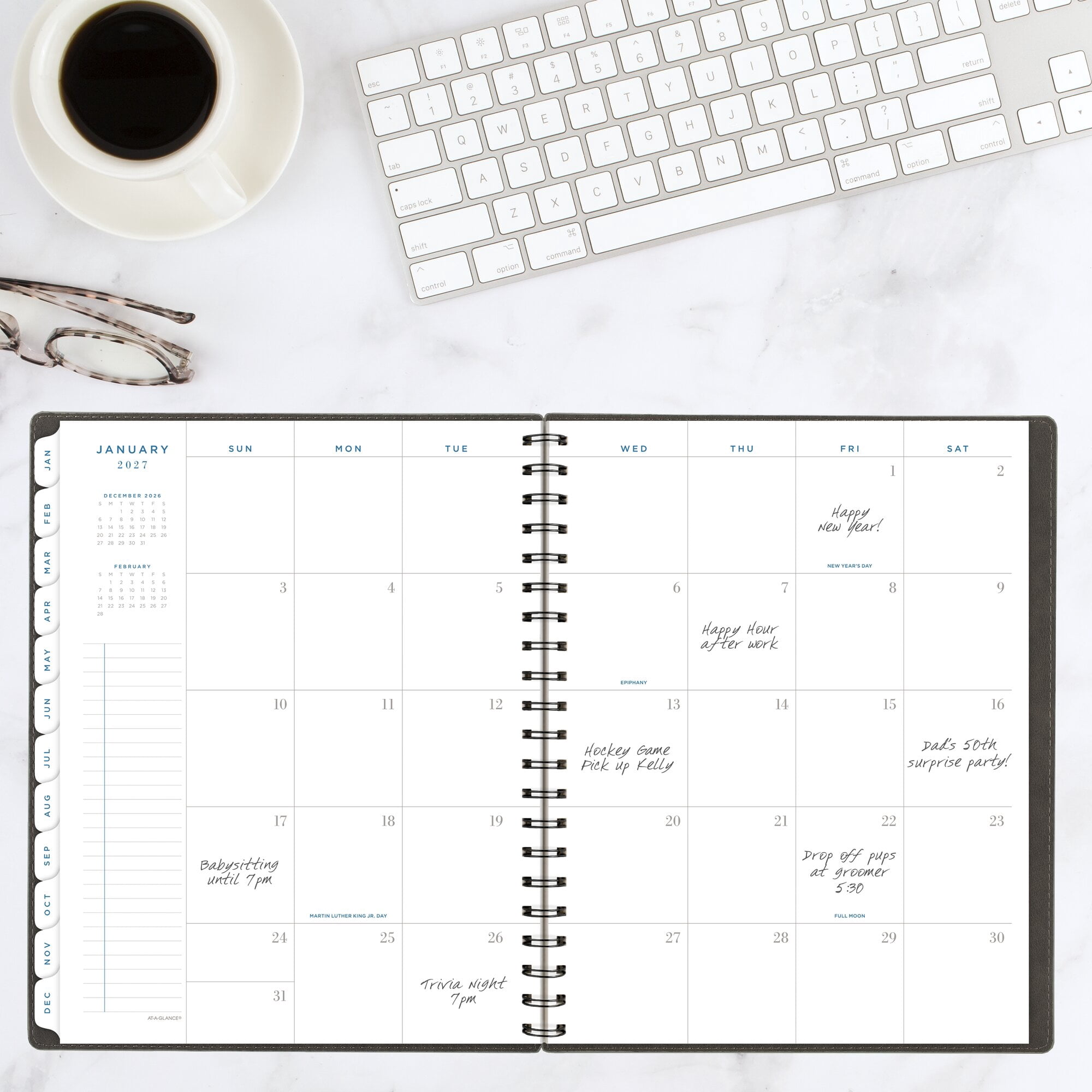 AT-A-GLANCE Signature 2026 Weekly Monthly Planner Gray Large 8 12 x 11 - Weekly