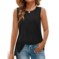 thumbnail image 2 of MOSHU Summer Tank Tops for Women Round Neck Sleeveless Plus Size Tops Slit Side Stiching Womens Shirts, 2 of 8