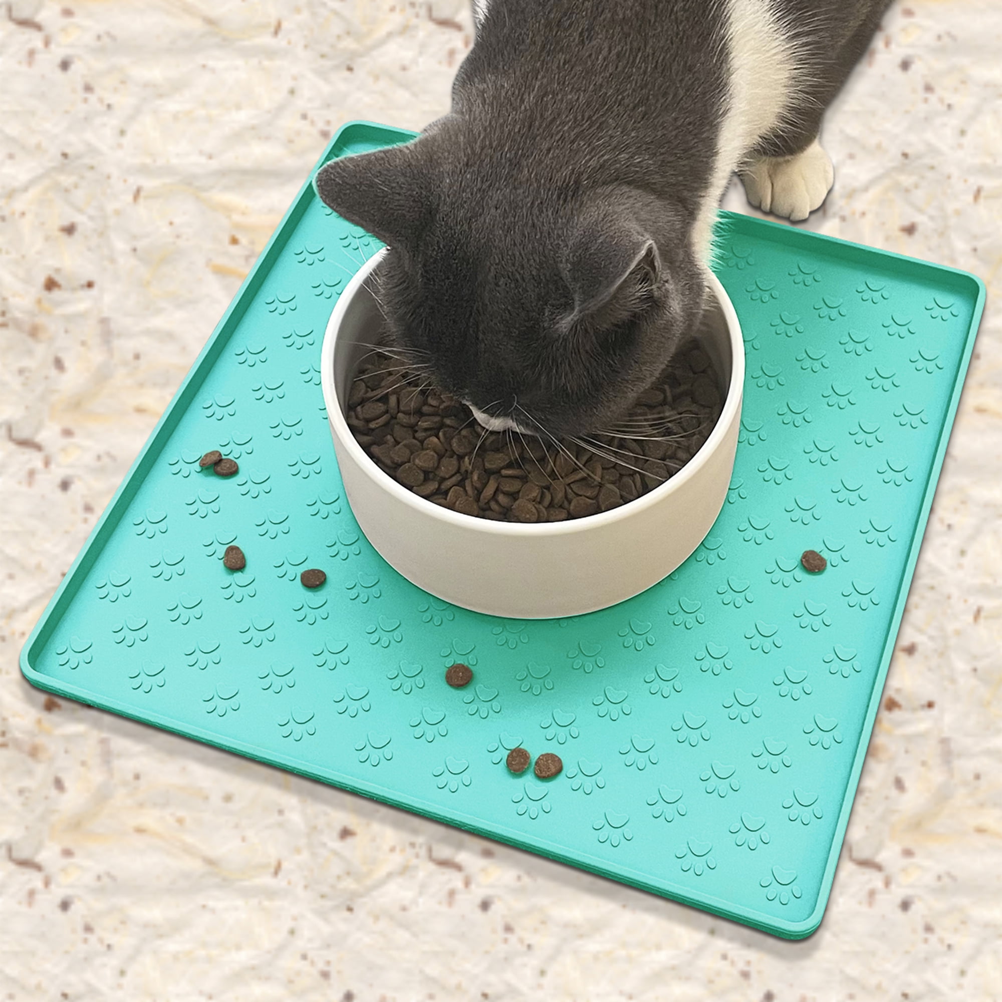 1xCat Placemat Silicone Anti-Slip Pet Feeding Mats With High Lips