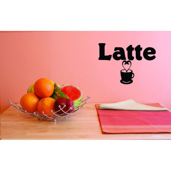 Custom Decals Latte Wall Art Size: 12 X 12 Inches Color: Black
