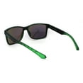 thumbnail image 4 of Kush Reflective Lens Sport Rectangular Biker Warp Sunglasses Matte Black Green Teal Mirror, 4 of 4
