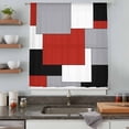 thumbnail image 5 of Red Grey Black Geometric Sheer Curtains 96 Inches Long, Middle Century Modern Art Abstract Light Filering Curtains, Privacy Drapes Simi Floor to Veiling Curtain for Living Room Large Window Treatment, 5 of 9
