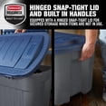 thumbnail image 3 of ONKER Roughneck️ 40 Gallon Storage Totes, Pack of 2, Durable Stackable Storage Containers with Hinged Lids, Nestable Plastic Storage Bins for Tools, Toy Storage, Grey and Dark Indigo Metallic, 3 of 11