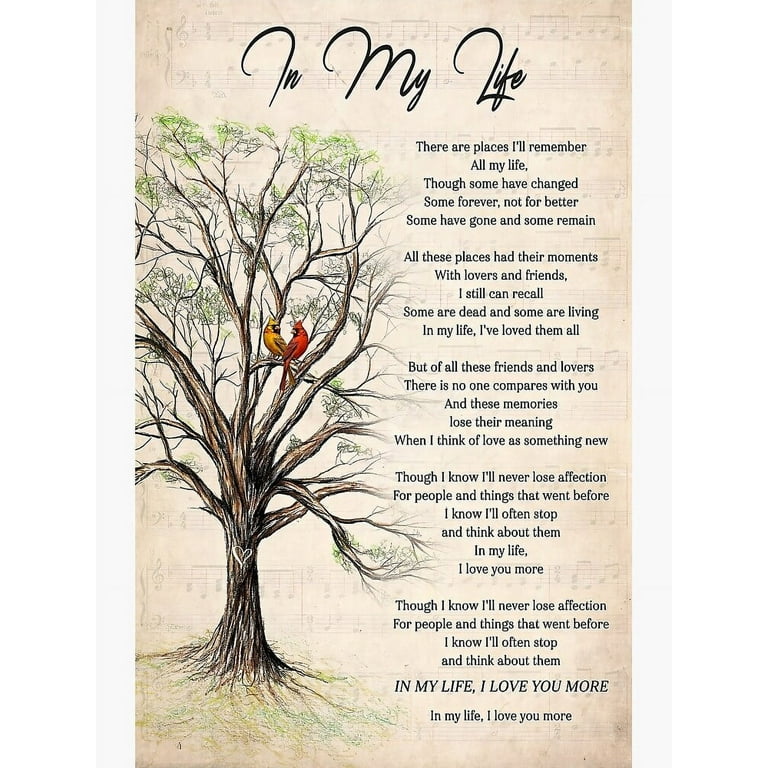 AatoeaX In My Life Lyrics Poster, The Beatles Song Lyrics Poster