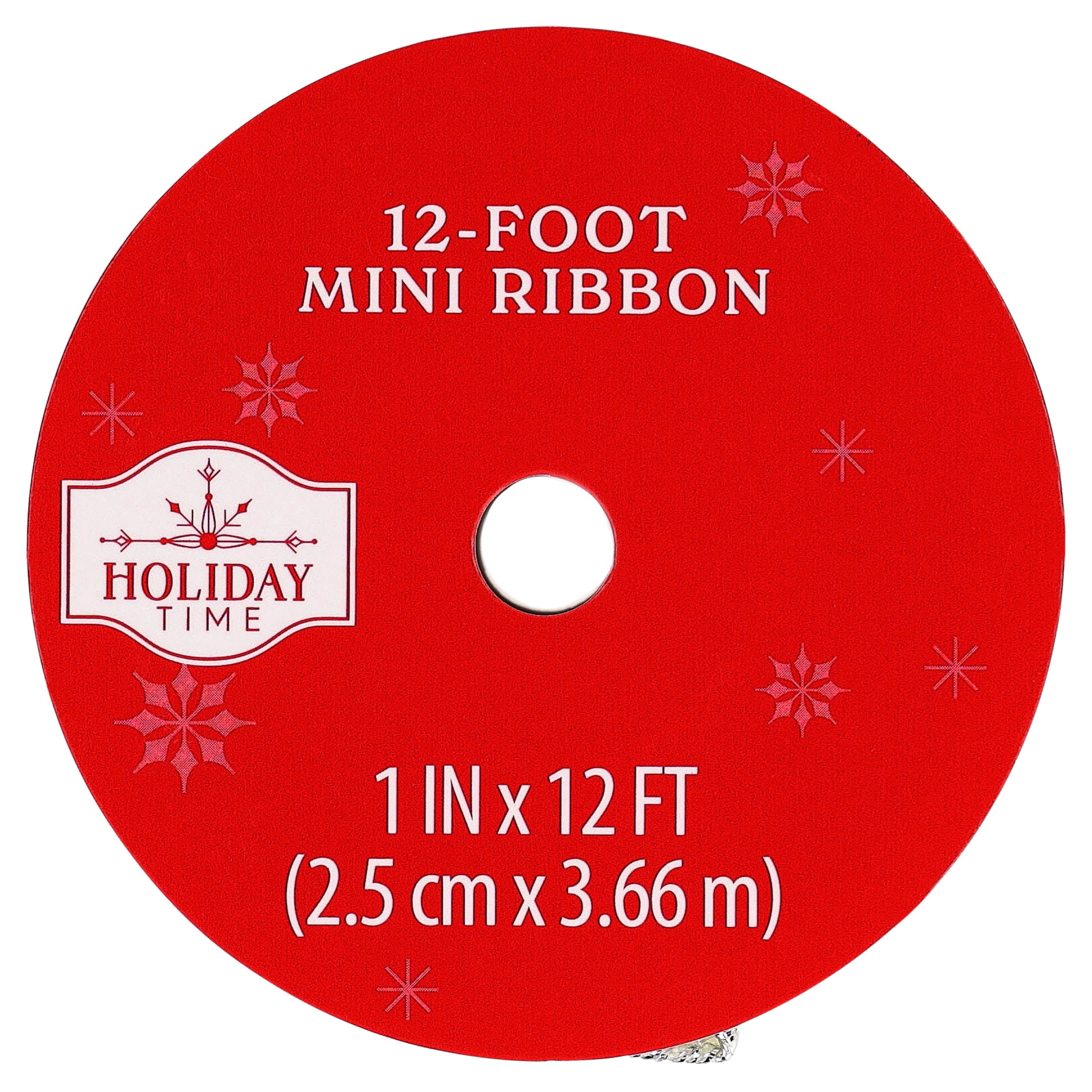 Cream and Silver Glitter Snowflake Mini Christmas Ribbon, 1" x 12', by Holiday Time