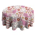 thumbnail image 4 of Pink Baseball Fun Pattern Round Tablecloth 60"x60",Wrinkle Wipeable Table Cloth for Kitchen Dining Room Picnic Patio Party, 4 of 6