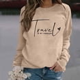 thumbnail image 2 of Women Crew Neck Pullover Fall Sweatshirts for Women 2026 Women's Fashion Casual Solid Color Loose Long Sleeve Letter Print Round Neck Hoodie Xl, 2 of 5