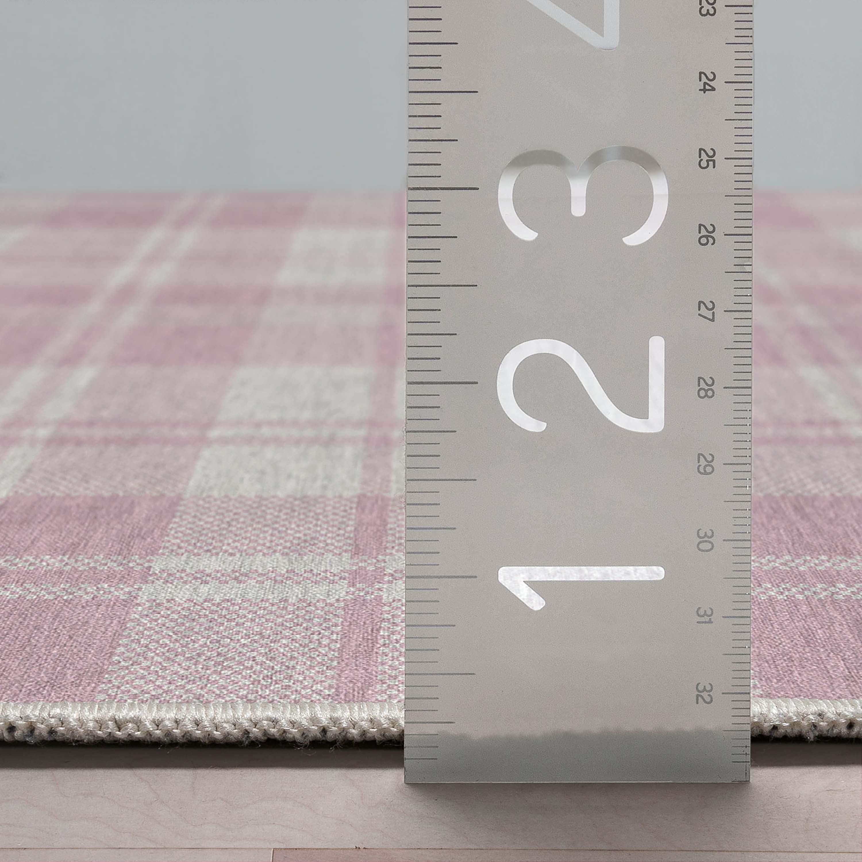 Well Woven Apollo Flatwoven Plaid Pink 2' x 5' Runner Rug