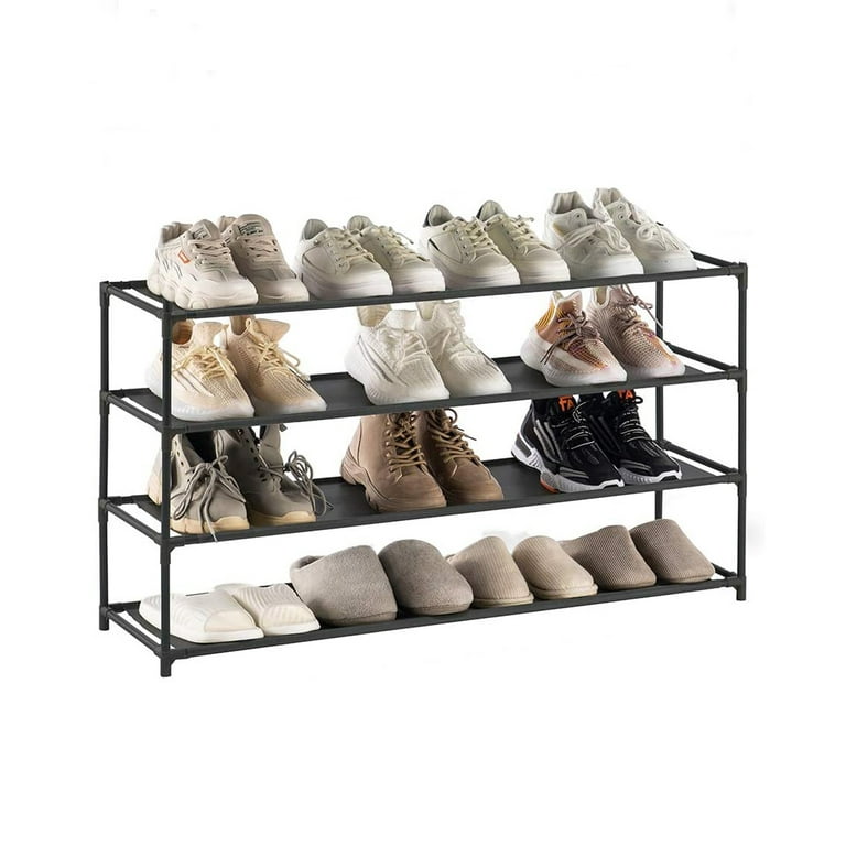 Amazer 4 Tiers Shoe Rack for Closet, Wide Shoe Storage Organizer for 16-20  Pairs of Shoes, Sturdy Shoe Shelf with Removable Pocket for Bedroom