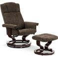 thumbnail image 3 of Mcombo Swivel Recliner with Ottoman, Wood Base, for Living Room, Chenille Fabric 4919 (Dark Brown), 3 of 7