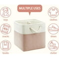 thumbnail image 3 of 11x11 Cube Storage Bins,6 Pack Foldable Fabric Cube Organizer Bins with Rope Handles ,Storage Cubes for Organizing Bedroom, Living Room, Clothes and Toys, Shelves and Closet (White&Pink), 3 of 14