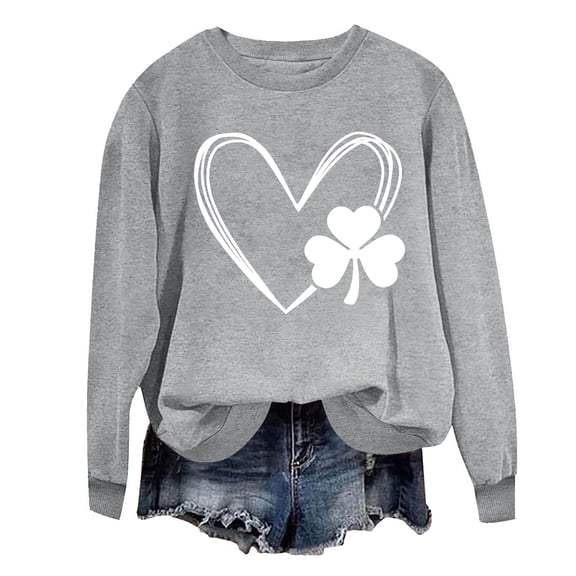 cfhntfmh St.Patrick's Day Shirt for Women Soft Fashion Printed Crewneck Long Sleeve Pullover Tees Casual Loose Tops Gift