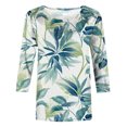thumbnail image 5 of ICHUANYI Clearance Women's Fashion Printed Loose T-shirt Mid-length 3/4 Sleeves Blouse Round Neck Casual Tops(Light Blue, XXL) ICHUANYI WER2023081404832, 5 of 5