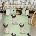 thumbnail image 3 of Cartoon Pug Dog Duvet Cover and Pillowcase Set for Single Bedding, Bedroom Accessories for Kids Teens, 3 of 5