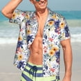 thumbnail image 5 of Lsque Lilies Flowers pattern Hawaiian Shirt for Men, Unisex Summer Beach Casual Short Sleeve Button Down Shirts-Small, 5 of 9