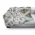 thumbnail image 3 of Boho Soft Flannel Fleece Throw Blanket, Tribal Bohemian Bird Feather Patterns with Geometric Square Vintage Motifs, Cozy Plush for Indoor and Outdoor Use, 60" x 80", Teal Orange Black, by Ambesonne, 3 of 6
