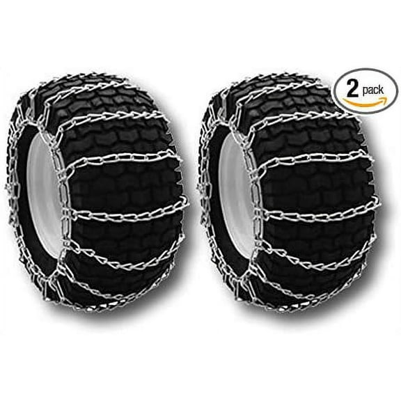 OakTen Set of 2 18x9.5x8 Tire Chains for Lawn Garden Tractors Mowers and Rider 2-Link Lawn Tractors Tire Chains