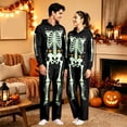 thumbnail image 2 of Unisex Adult Hooded Onesie, Halloween Skeleton Full‑Body Print Long Sleeve Jumpsuit for Men Women Home Loungewear, 2 of 8
