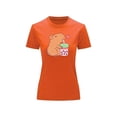 thumbnail image 2 of Playera Blusa De Capybara Tomando Refresco Ropa Divertida Para Mujer Capibara Color Anaranjado Talla Chica Marca Emil SaEs, 2 of 4