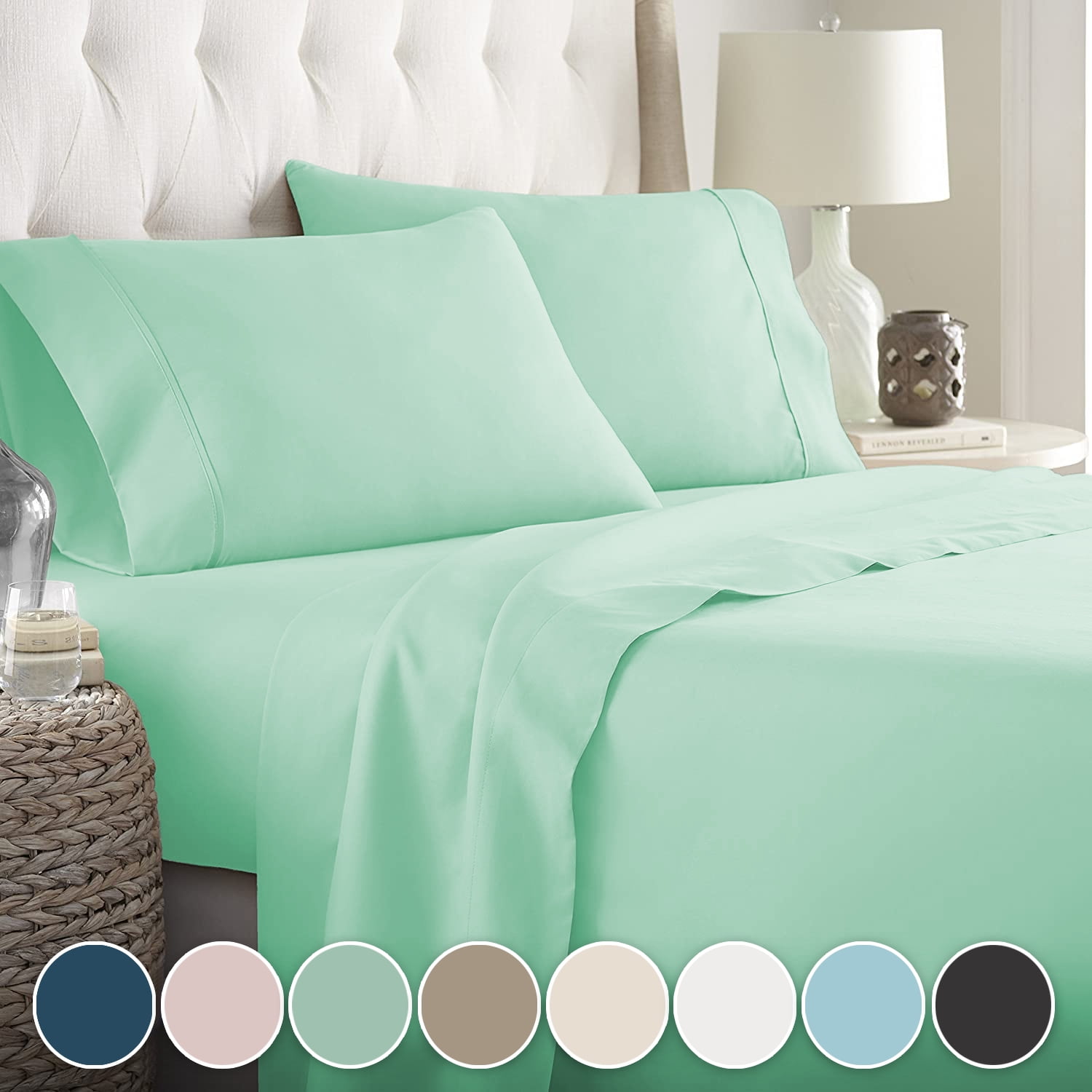 Elasticated Fitted bed Sheet for DOUBLE bed Mint Green Colour sheet 56 Picks 