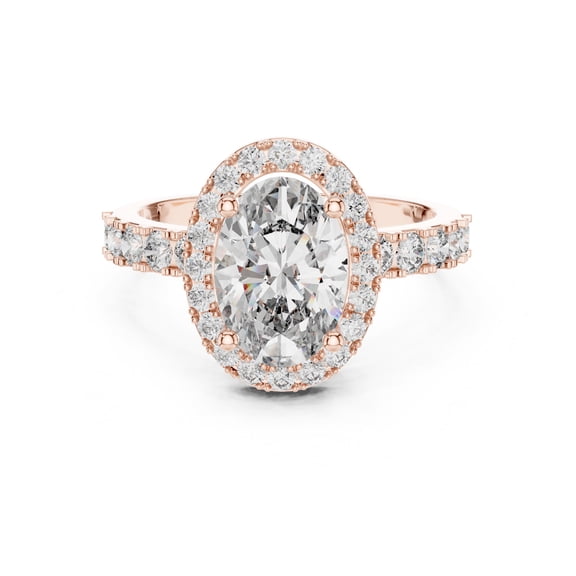 2Ct Oval Cut Simulated Diamond Halo Wedding Ring 14K Rose Gold Plated