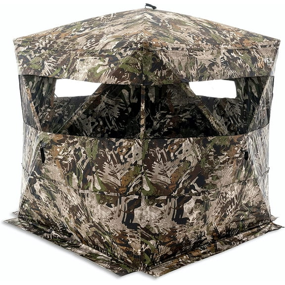 VC180 3-Person Hub Blind with Panoramic Windows – Ground Blind for Deer & Turkey Hunting, 180-Degree Panoramic Window, Water Resistant, Durable & Heavy-Duty Design, Silent Closure Door