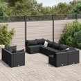 thumbnail image 1 of vidaXL 9 Piece Garden Sofa Set with Cushions Black Poly Rattan, 1 of 5