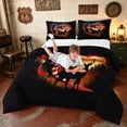 thumbnail image 3 of Manfei Hunting Deer Pike Fish Queen Comforter Set, Independence Day Comforter Sets Queen, Red Black Orange, Black Reversible 3pcs, 1 Comforter and 2 Pillowcases, 3 of 6