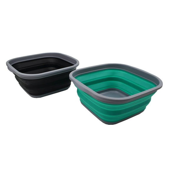 SAMMART 5.5L (1.4 Gallons) Set of 2 Collapsible Tub - Foldable Dish Tub - Portable Washing Basin - Space Saving Plastic Washtub