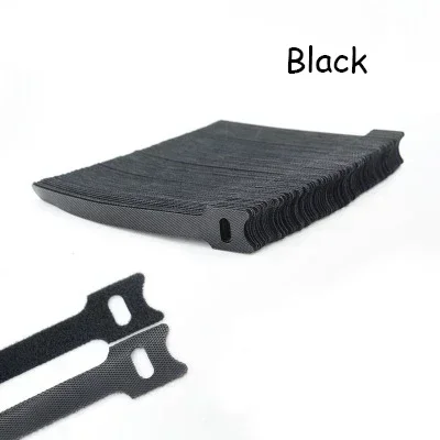 Ruban Adhésif Autocollant 15cm Réutilisable en Nylon pour Gestion de Câbles DIY Noir 60 Pcs