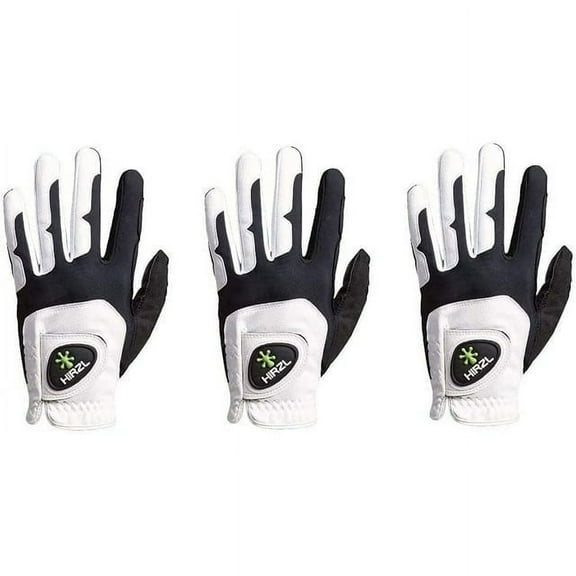 HIRZL Women Golf Gloves - Grippp Fit, Premium Leather, White/Black - Pack of 3