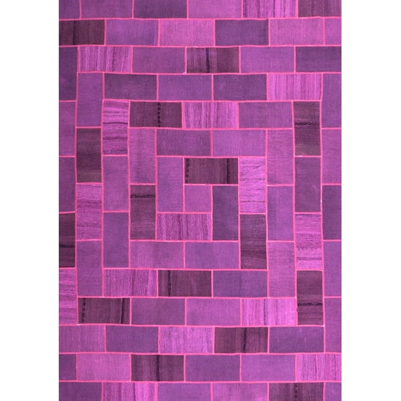 Ahgly Company Indoor Rectangle Patchwork Pink Transitional Area Rugs, 6' x 9'