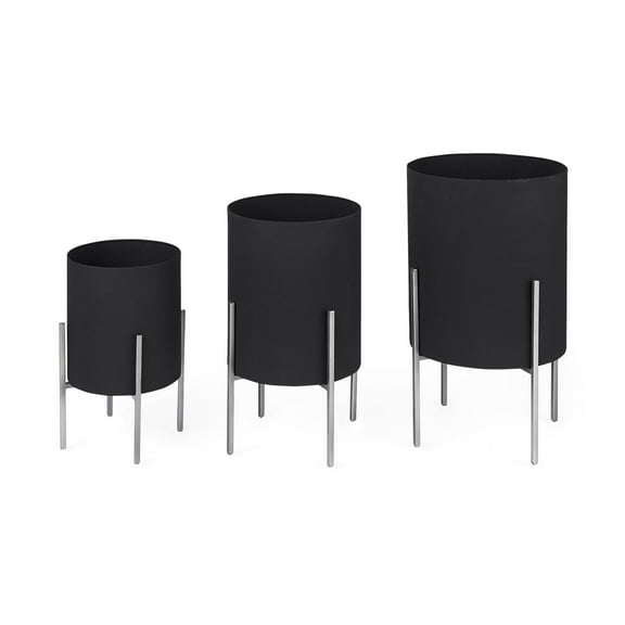 Mercana Claypoole Black Plant Stands (Set Of 3)