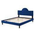thumbnail image 5 of Platform Bed Frame, Queen Size, Blue Navy, Velvet, Modern Contemporary, Bedroom Master Guest Suite Room, 5 of 10
