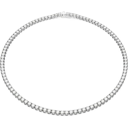 SWAROVSKI Matrix Tennis Necklace, Round Cut, Clear, Rhodium Finished