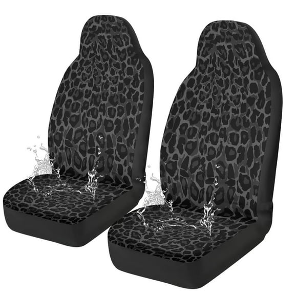 Yuyamidu Black Leopard Print Auto Seat Covers Front Seats Only 2 PCS for Women Men Fashion Car Front Seat Covers Universal Car Interior Accessories Decoration