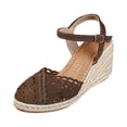 thumbnail image 3 of YLYL Women's Espadrilles Sandals Ankle Strap Buckle Closed Toe Platform Wedge Heel Summer Sandals, 3 of 9