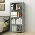 thumbnail image 4 of 4 Tier Waterproof Grey Bookcase for Clothes, Toys, and Snacks Storage, 4 of 15