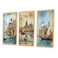thumbnail image 3 of Designart "Distant Memories Venice Journal Collage IV" Venice Framed Wall Art Set Of 3 - White Industrial Frame Gallery Set For Office Decor, 3 of 6