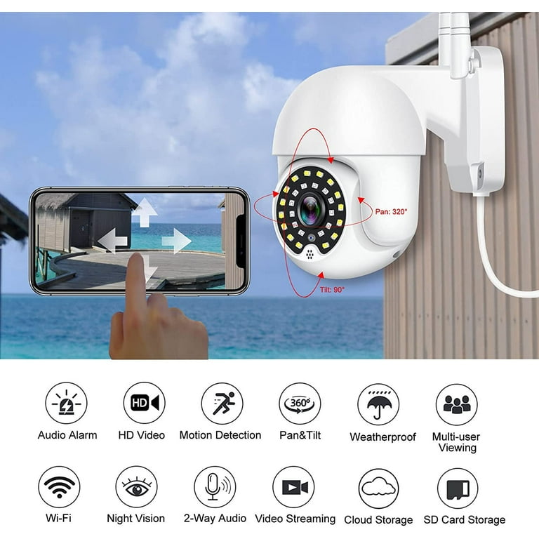 YI Outdoor Security Camera 1080P Cloud Storage Wifi 2.4G IP Cam  Weatherproof Infrared Night Vision