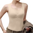 thumbnail image 5 of CBASIHI Womens Thermal Underwear Tank Tops- Fall Winter Stretchy Slim Fit V Neck Sleeveless Undershirt with Built in Bra Khaki Size M-3XL, 5 of 9